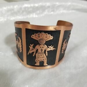 Vintage copper Kachina dancer cuff bracelet 1.1422